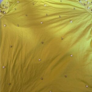 Yellow Top with Pearl Embellishments